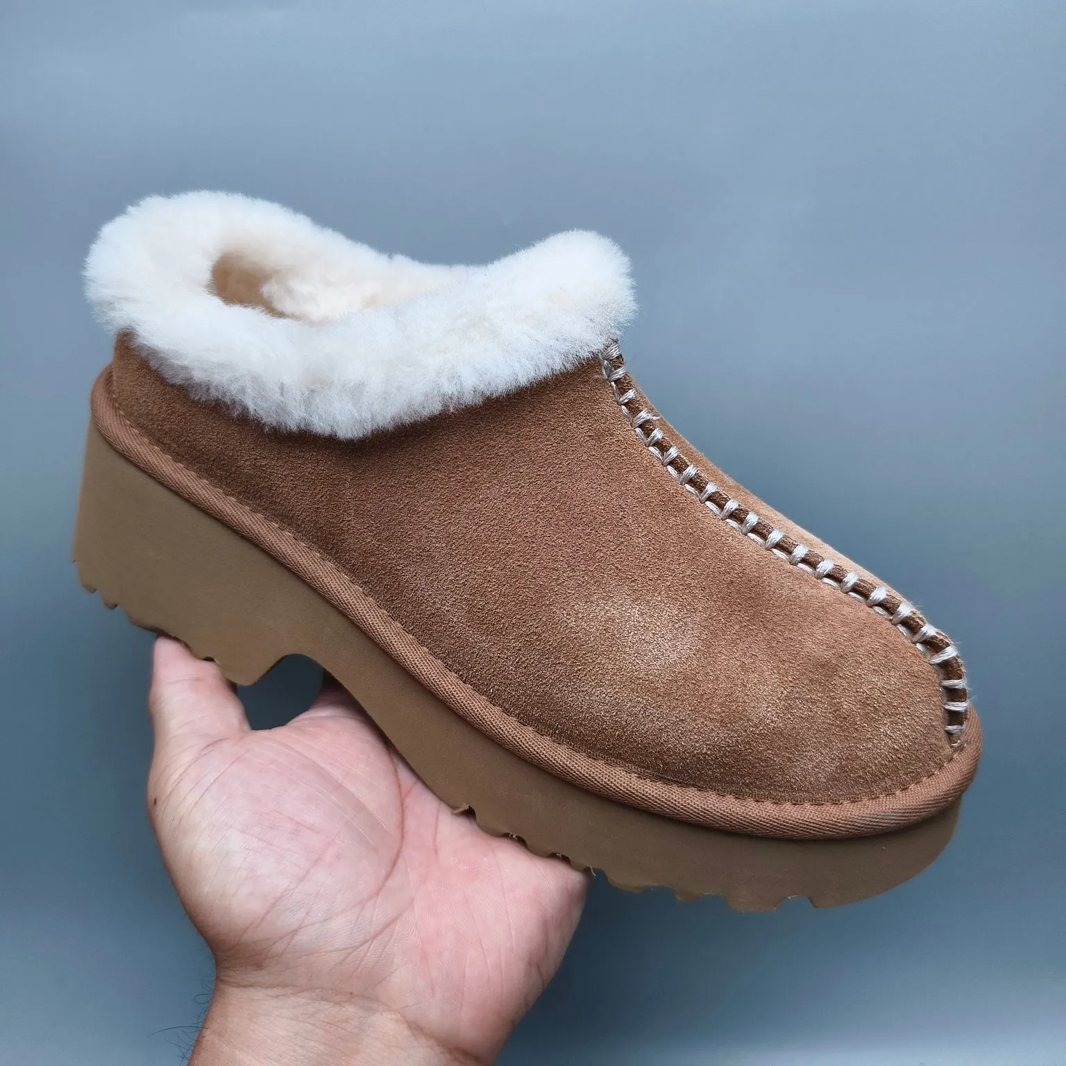 💰480 UGG sheepskin all-in-one snow boots 2510 thick-soled wedge fashion shoes Color: maroon sand walnut Matching size: 35-40